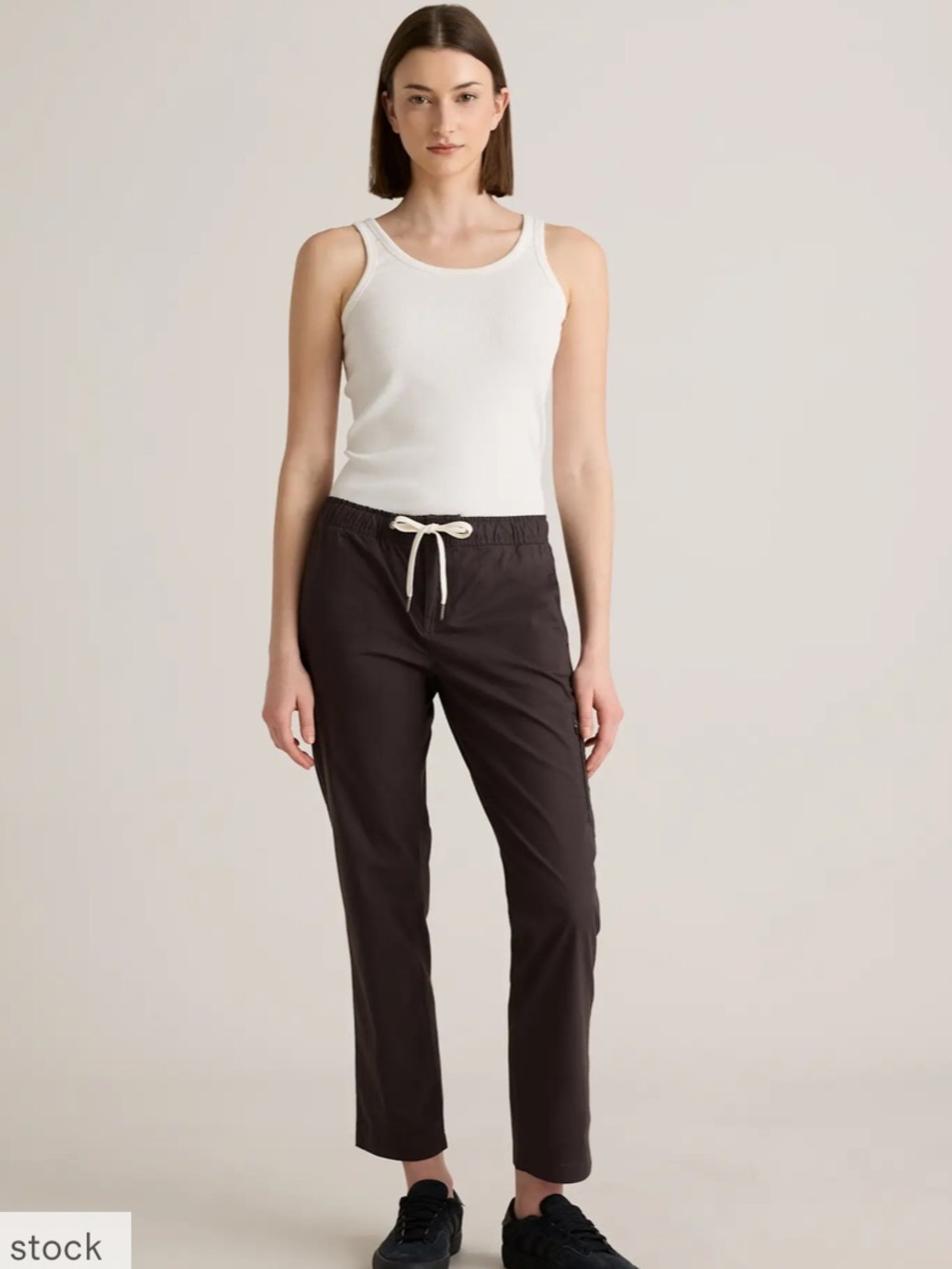 Quince Organic Stretch Cotton Ripstop Straight Leg Pants in Steel